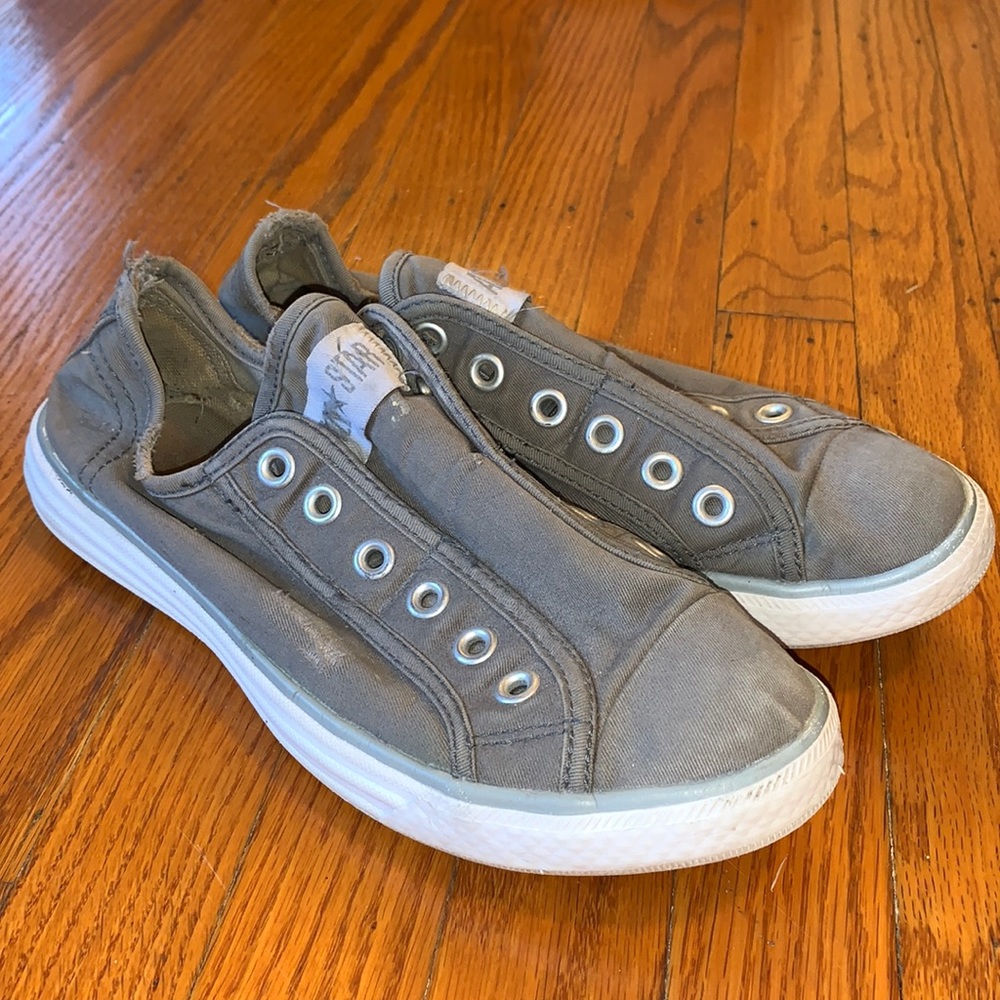 Converse Gray Slip On Sneakers- Women’s Size 8